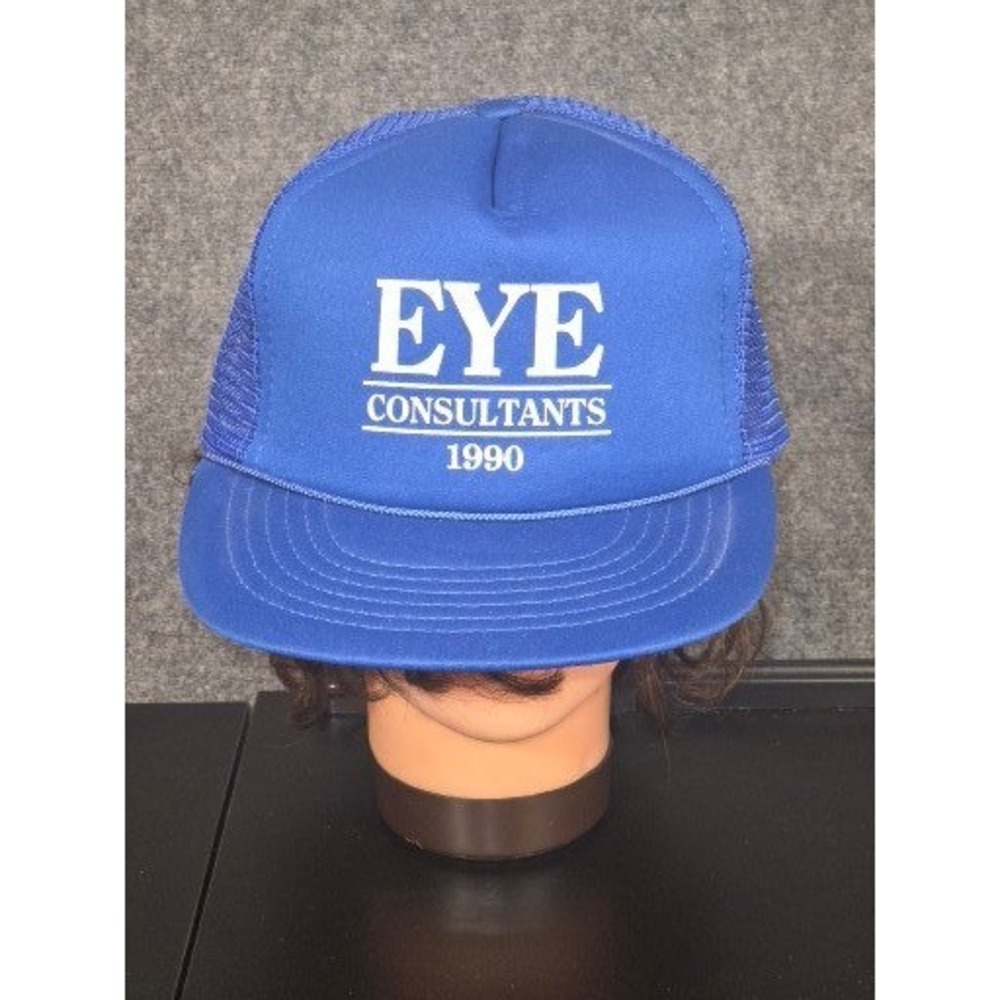 Vintage 1990 Eye Consultants‎ AmaPro Blue Trucker Hat Snapback Mesh Cap 90s Mens